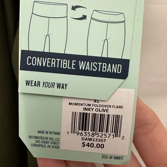 DSG Women’s Momentum Foldover Flare Tight Leggings Size XL Inky Olive Green NWT - Picture 6 of 6